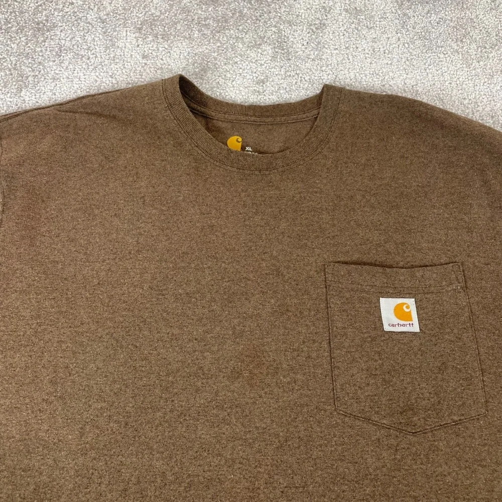 Carhartt T Shirt Mens Extra Large Original Fit‎ Pocket K87 Brown Short Sleeve